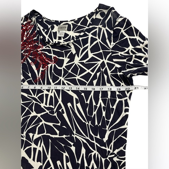 CHICOS blouse for women size:2 printed color:blue/white - Picture 4 of 6